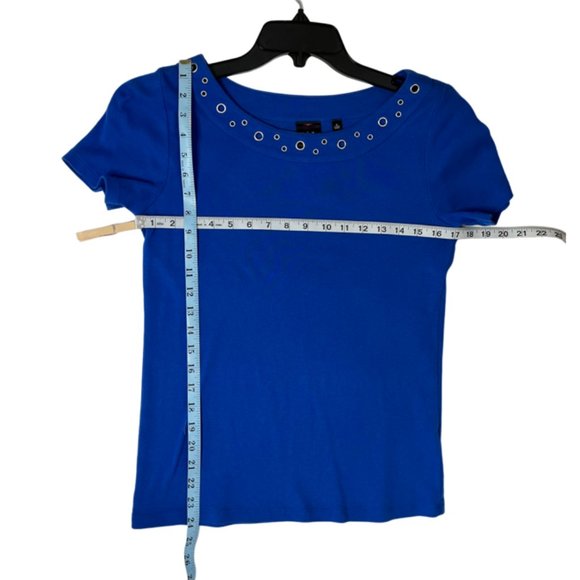 Royal Blue Classic short Sleeve Rafealla knitTop SP - Picture 3 of 5